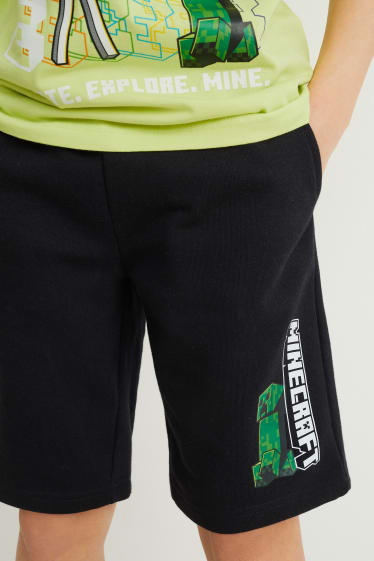 Kinderen - Minecraft - set - T-shirt en sweatshorts - 2-delig - lichtgroen