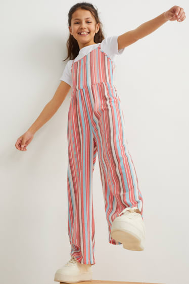 Enfants filles - Ensemble - T-shirt et combinaison - 2 pièces - blanc