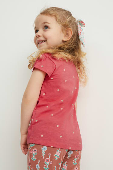 Dětské - Souprava - tričko s krátkým rukávem a scrunchie gumička do vlasů - 2dílná - růžová