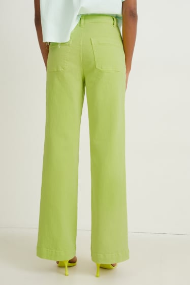 Dames - Wide leg jeans - high waist - lichtgroen