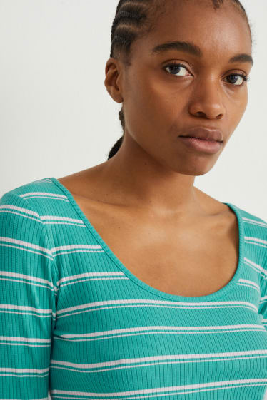 Damen - Figurbetontes Kleid - gestreift - grün