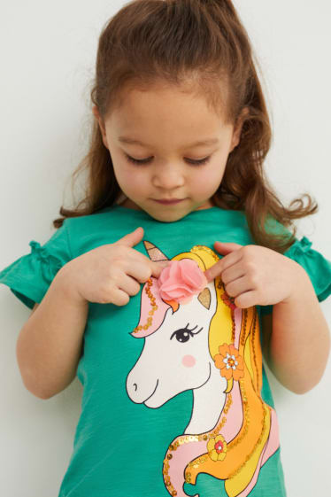 Children - Unicorn - short sleeve T-shirt - green