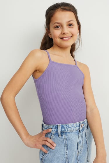 Enfants - Ensemble - gilet en maille et top - deux pièces - violet clair