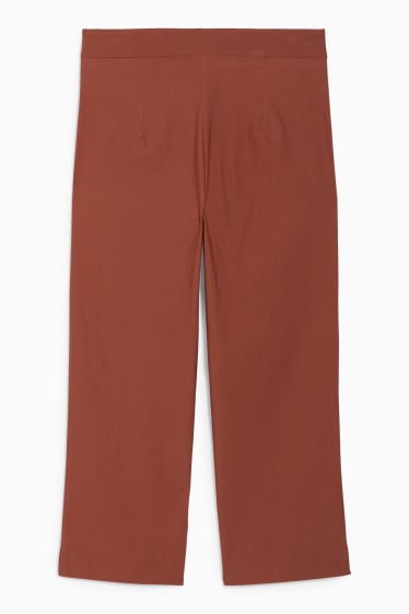 Women - Cloth trousers - high waist - cigarette fit - brown