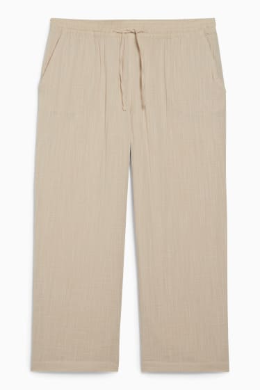 Women - Cloth trousers - mid-rise waist - light beige