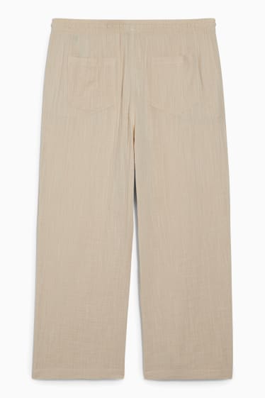 Women - Cloth trousers - mid-rise waist - light beige