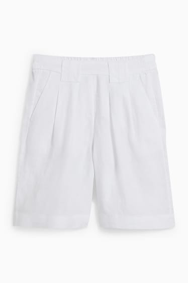 Femmes - Short en lin - high waist - blanc