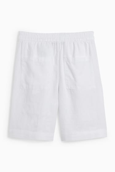 Femmes - Short en lin - high waist - blanc