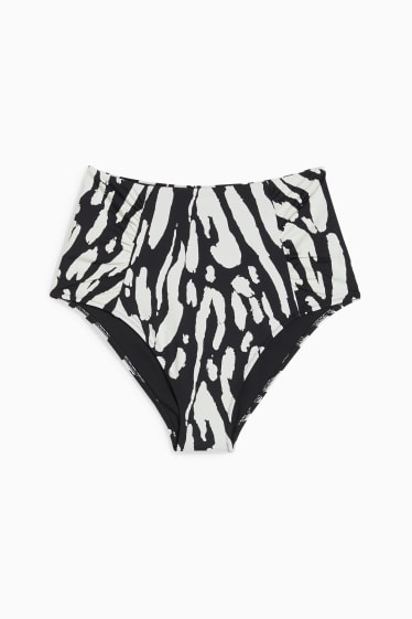 Donna - Slip bikini - vita alta - LYCRA® XTRA LIFE™ - fantasia - nero / bianco