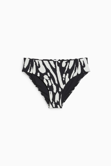 Damen - Bikini-Hose - Mid Waist - LYCRA® XTRA LIFE™ - gemustert - schwarz / weiß