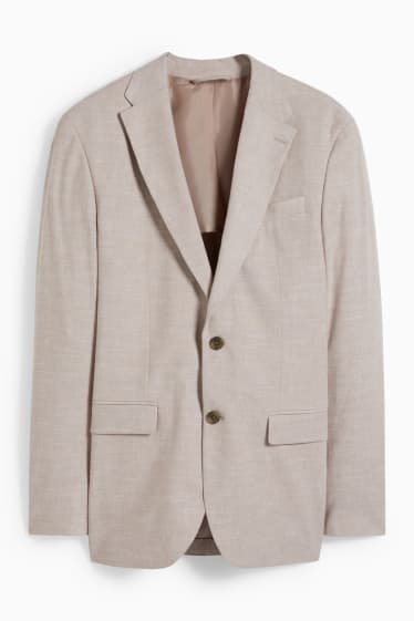 Hommes - Veste de costume - regular fit - Flex - mélange de lin et de coton - beige clair