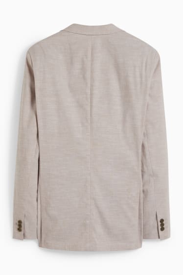 Hommes - Veste de costume - regular fit - Flex - mélange de lin et de coton - beige clair