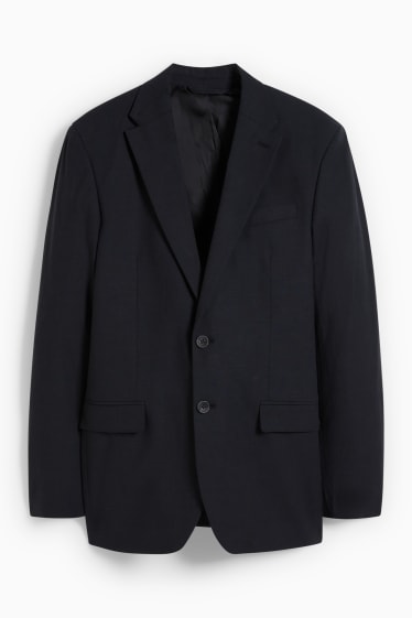 Hommes - Veste de costume - regular fit - Flex - mélange de lin et de coton - noir