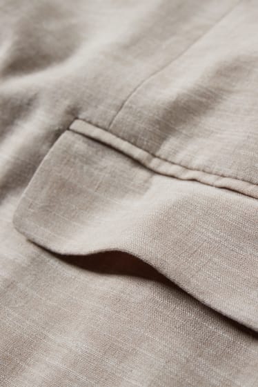 Pánské - Oblekové sako - regular fit - Flex - Směs bavlny a lnu - světle béžová