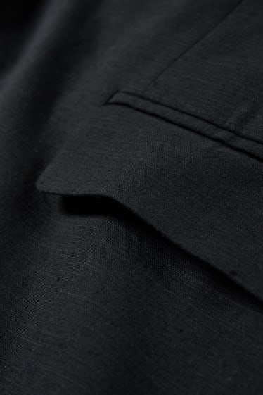 Hommes - Veste de costume - regular fit - Flex - mélange de lin et de coton - noir