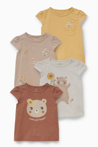 Baby Mädchen - Multipack 4er - Baby-Kurzarmshirt - beige