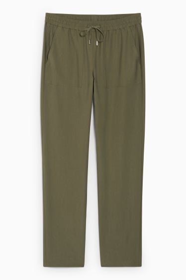 Femei - Pantaloni de stofă - talie înaltă - relaxed fit - verde