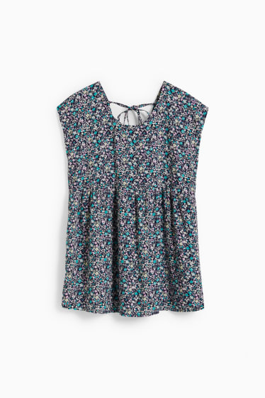 Donna - Blusa smanicata premaman - a fiori - blu scuro