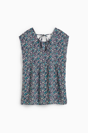 Donna - Blusa smanicata premaman - a fiori - blu scuro