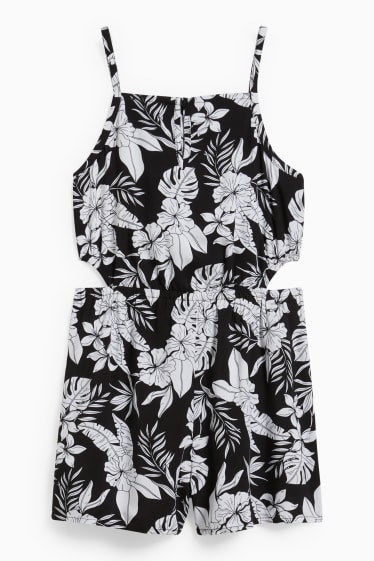 Kinderen: meisjes - Jumpsuit - met patroon - zwart / wit