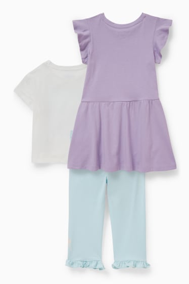 Dzieci - Kraina Lodu - zestaw - sukienka, koszulka z krótkim rękawem i legginsy - kremowobiały