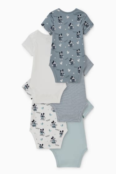 Bébés - Lot de 5 - Mickey Mouse - body bébé - bleu  / gris foncé