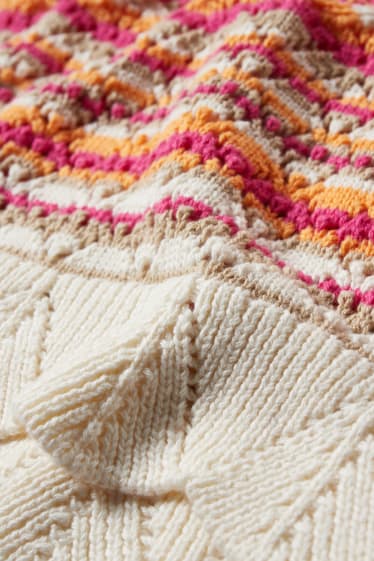 Kinder Mädchen - Stricktop - gestreift - hellbeige
