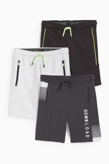 Kinderen - Set van 3 - sweatshort - donkergrijs