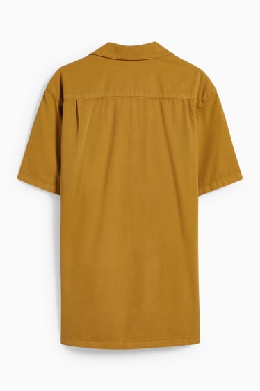 Heren - Overhemd - regular fit - reverskraag - mosterdgeel