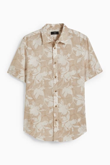 Heren - Overhemd - regular fit - kent - licht beige