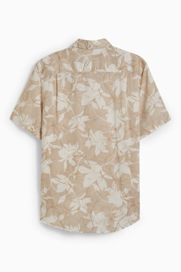Heren - Overhemd - regular fit - kent - licht beige