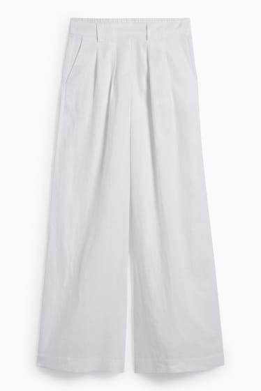 Mujer - Pantalón de lino - high waist - wide leg - blanco