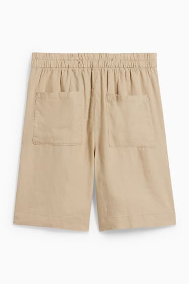 Mujer - Shorts de lino - high waist - beis