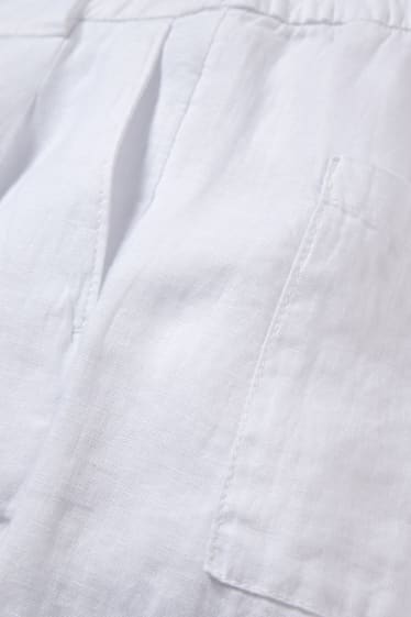 Damen - Leinenhose - High Waist - Wide Leg - weiß