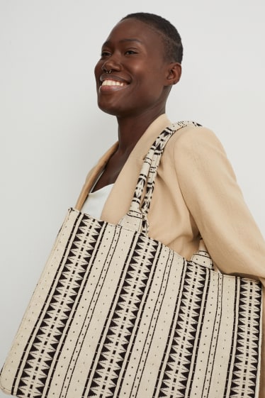 Women - Shopper - patterned - black / beige