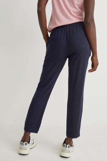 Femmes - Pantalon de toile - high waist - regular fit - bleu foncé