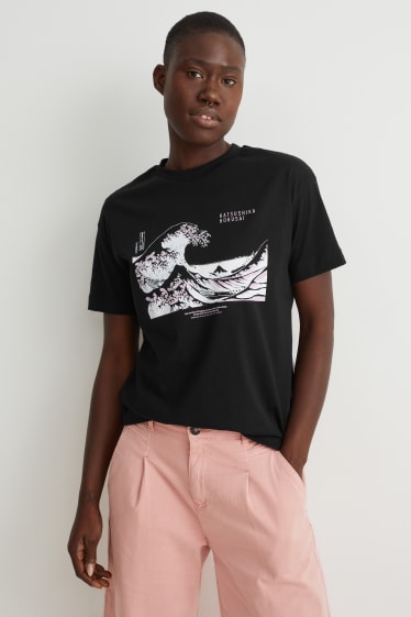 Donna - T-shirt - Katsushika Hokusai - nero