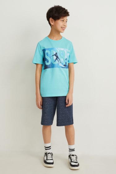 Kinderen - Set - T-shirt en sweatshort - 2-delig - turquoise