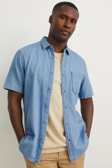 Hommes - Chemise en jean - regular fit - col kent - bleu