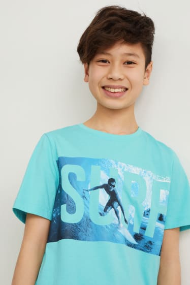 Enfants garçons - Ensemble - T-shirt et short en molleton - 2 pièces - turquoise