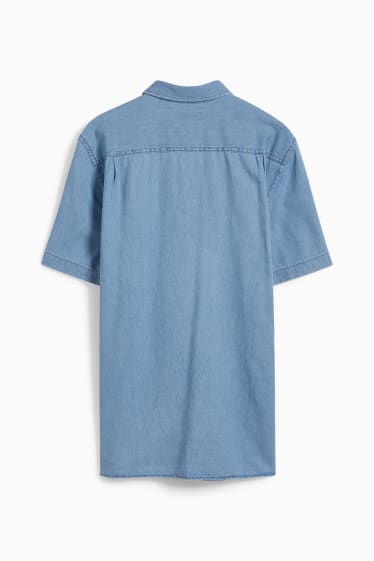 Mężczyźni - Koszula dżinsowa - regular fit - kołnierzyk kent - niebieski