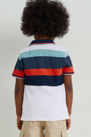 Enfants garçons - Dino - polo - à rayures - bleu foncé