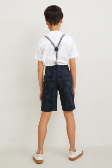 Kinder Jungen - Set - Hemd und Bermudas mit Hosenträgern - 2 teilig - dunkelblau