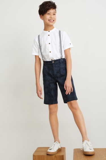 Children - Set - shirt and Bermuda shorts with braces - 2 piece - dark blue