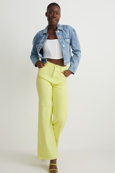 Dámské - Loose fit jeans - high waist - LYCRA® - žlutá