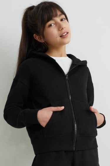 Dětské - Tepláková bunda s kapucí - černá