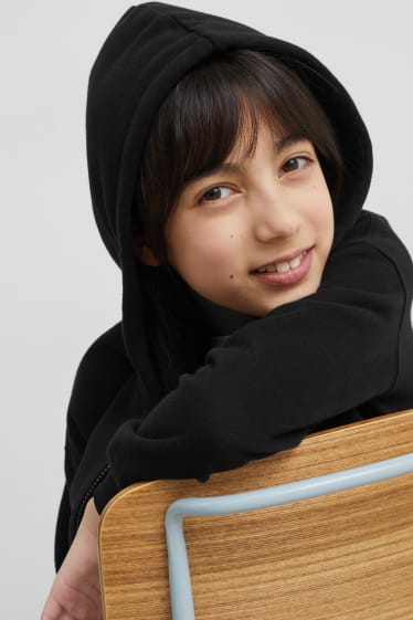 Dětské - Tepláková bunda s kapucí - černá