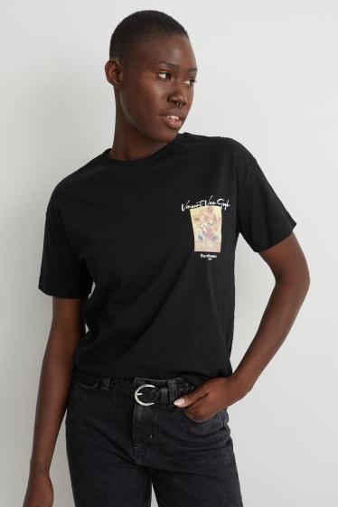 Dames - T-shirt - Vincent van Gogh’s zonnebloemen - zwart