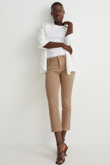 Damen - Hose - High Waist - Slim Fit - beige