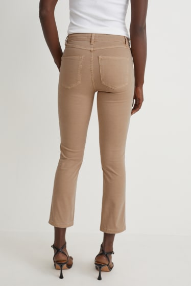 Femei - Pantaloni - talie înaltă - slim fit - bej